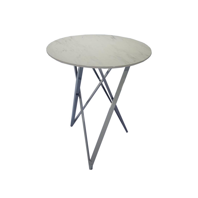 17 Stories Round Solid Wood Top Metal Base Dining Table Wayfair Canada
